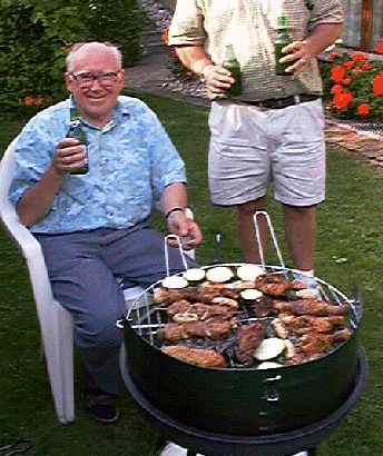 Barbecue Master With Floating Beers.