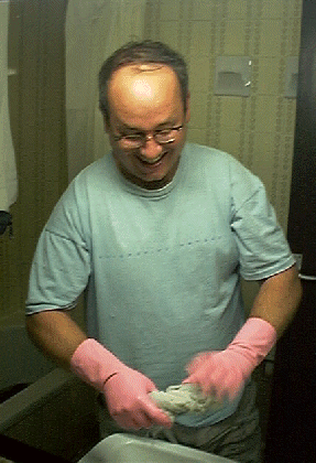 I'm man enough to admit that I wear pink rubber gloves.